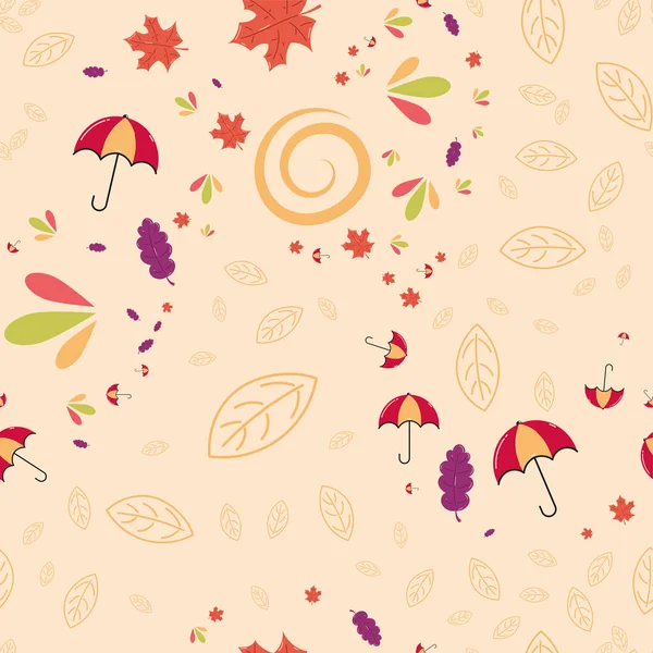 季節のオブジェクトと秋のパターンの背景 ベクターイラスト — ストックベクタ