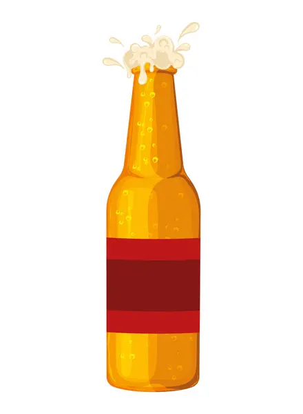 Bottiglia Birra Isolata Con Schiuma Illustrazione Vettoriale — Vettoriale Stock
