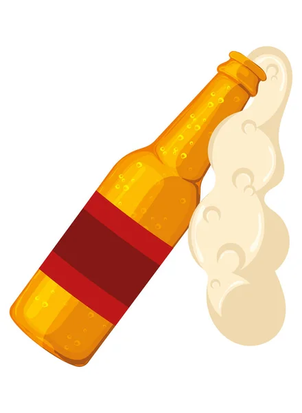 Garrafa Cerveja Isolada Com Espuma Ilustração Vetorial —  Vetores de Stock