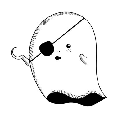 Şirin bir cadılar bayramı hayalet karakteri çizimi.