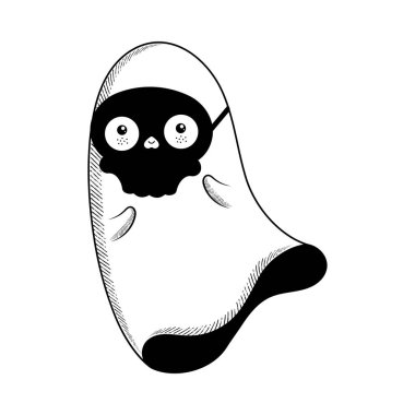 Kostüm Vektörü illüstrasyonlu bir hayaletin tasviri.