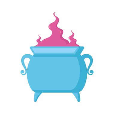 İzole cadılar bayramı cadı kazanı simgesi Vektör illüstrasyonuName