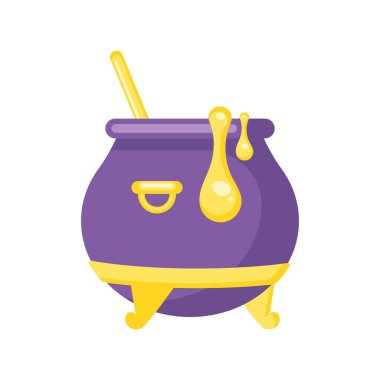 İzole cadılar bayramı cadı kazanı simgesi Vektör illüstrasyonuName