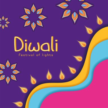 Diwali posteri geleneksel Hint kutlama temsilcisi illüstrasyonu