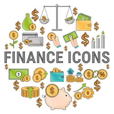 Finans simgeleri kümesi Vektör illüstrasyonu
