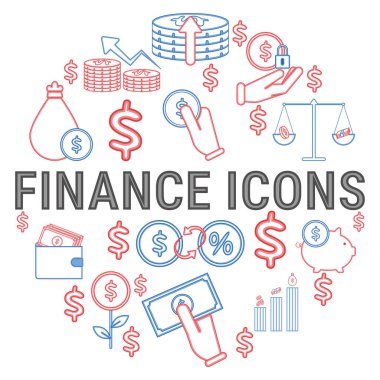 Finans simgeleri kümesi Vektör illüstrasyonu