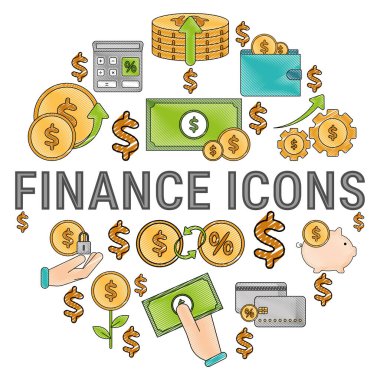Finans simgeleri kümesi Vektör illüstrasyonu