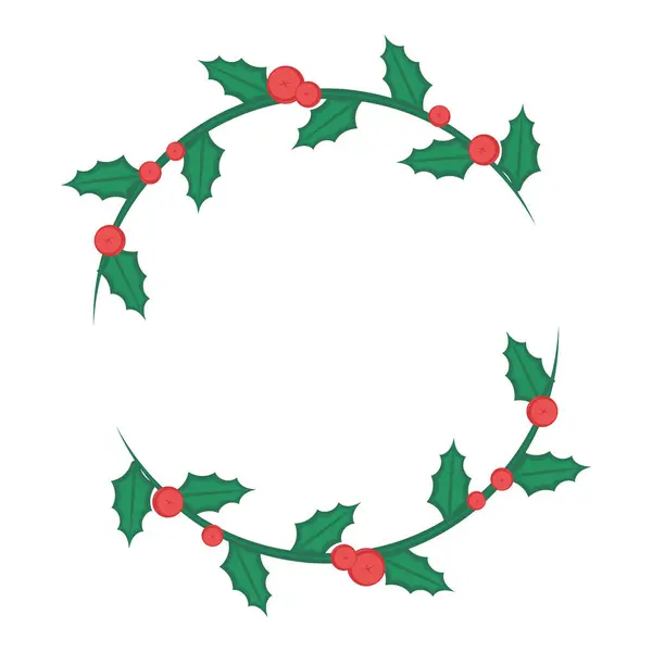 Farbige Weihnachten Stechpalme Kranz Dekoration Symbol Vector Illustration Stockillustration