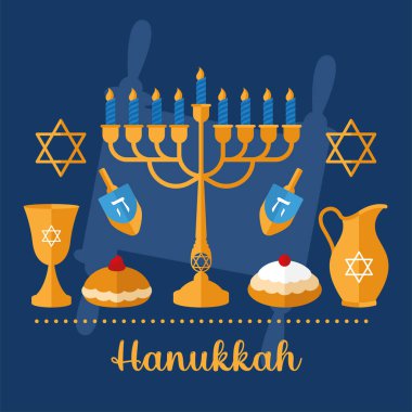 Hanuka simgeleri kümesi Vektör illüstrasyonuName