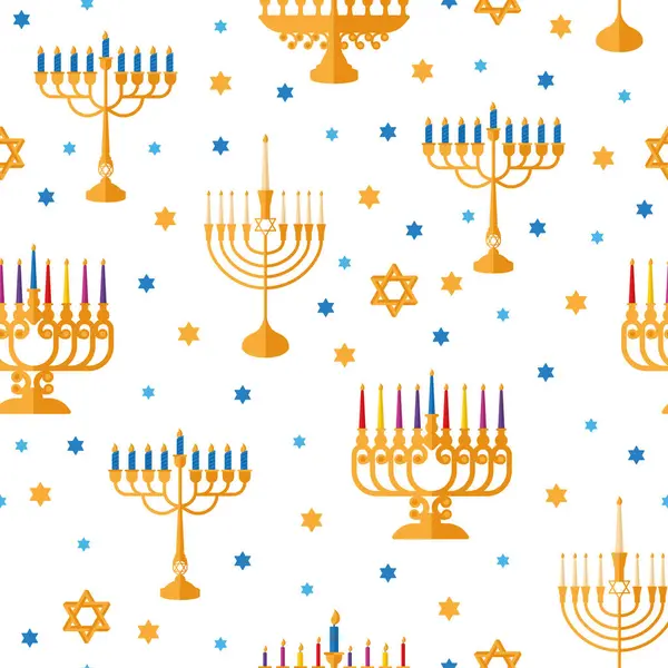 Ícones Hanukkah Fundo Padrão Colorido Ilustração Vetorial Ilustrações De Stock Royalty-Free