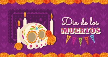 Şirin dia de los muertos poster vektörü illüstrasyonu