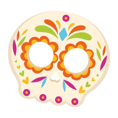 Güzel boyanmış dia de los muertos kurukafa vektörü illüstrasyonu