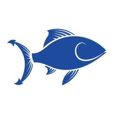 Bir balığın mavi silueti Deniz Gıda Vektörü illüstrasyonu