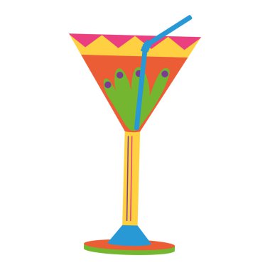 Martini ikonu Margarita kokteyli Alkol içeceği Vektör illüstrasyonu