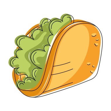 Taco Meksika fast food ikonu. Vektör çizimi.