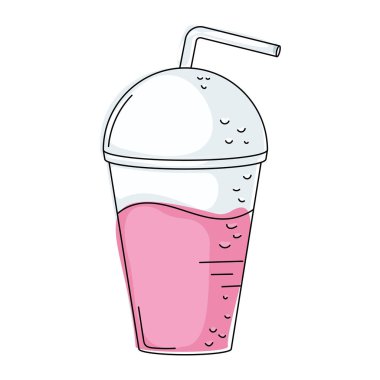 Çilekli milkshake Fast food simgesi taslak Vektör illüstrasyonu