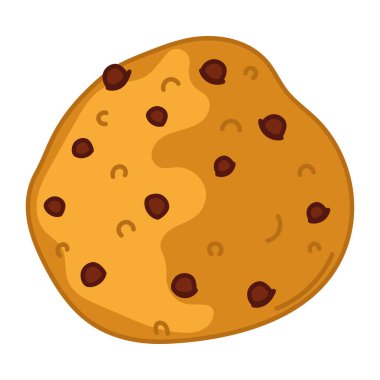 Çikolata parçacıklı kurabiye Fast Food simgesi çizim Vektör illüstrasyonu