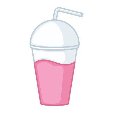 Çilekli milkshake Fast food simgesi taslak Vektör illüstrasyonu