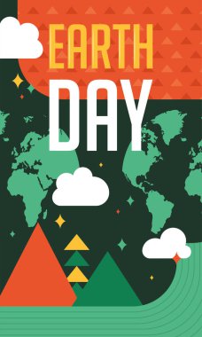 Geometrik Dünya Günü Kart Vektörü illüstrasyonu