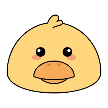 Şirin kawaii ördek emoji ikonu Vektör illüstrasyonu