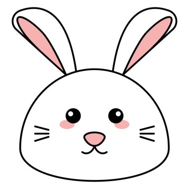 Şirin kawaii tavşan emoji ikonu Vektör illüstrasyonu