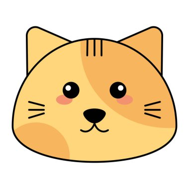Şirin kawaii kedi emoji simgesi Vektör illüstrasyonu