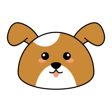 Şirin kawaii köpek emoji simgesi Vektör illüstrasyonu