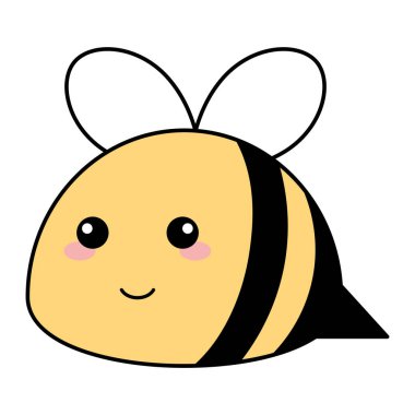 Şirin kawaii arı emoji simgesi Vektör illüstrasyonu