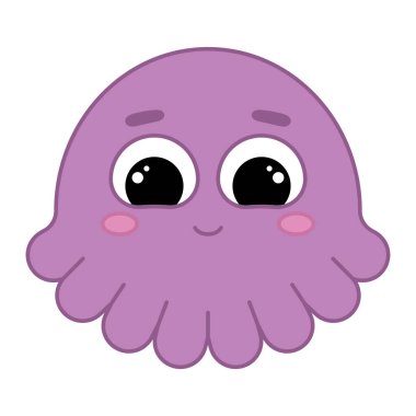 Şirin kawaii ahtapot emoji simgesi Vektör illüstrasyonu