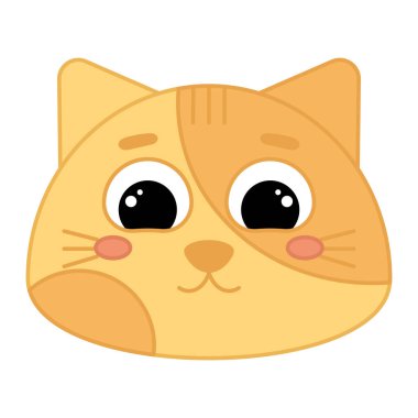 Şirin kawaii kedi emoji simgesi Vektör illüstrasyonu