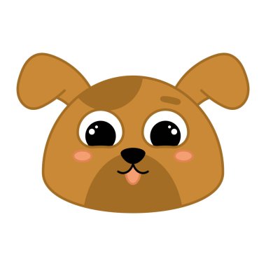 Şirin kawaii köpek emoji simgesi Vektör illüstrasyonu
