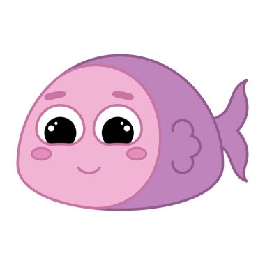 Şirin kawaii balık emoji simgesi vektör illüstrasyonu