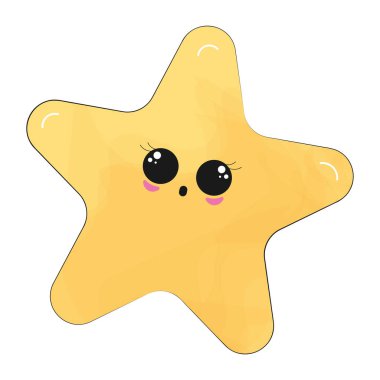 Şirin Yıldız Karakteri Çizgi film Vektör İllüstrasyonu