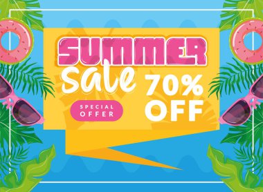 Yaz indirimi posteri. Özel teklif Vector illüstrasyonu