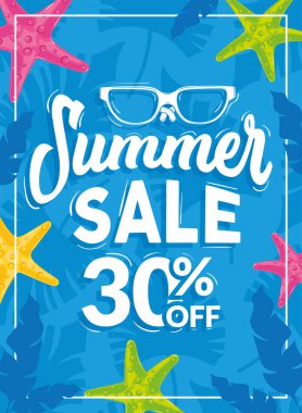 Yaz indirimi posteri. Özel teklif Vector illüstrasyonu