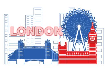 Londra ufuk çizgisi Modern şehir manzarası Vektör illüstrasyonu