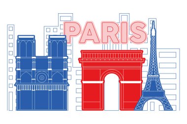 Paris ufuk çizgisi Modern şehir manzarası Vektör illüstrasyonu