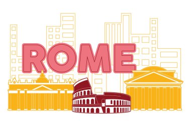 Roma ufuk çizgisi Modern şehir manzarası Vektör illüstrasyonu