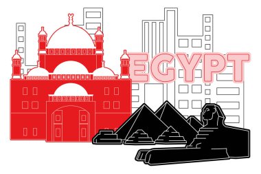 Mısır ufuk çizgisi Modern şehir manzarası Vektör illüstrasyonu