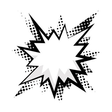 Yarım tonlu komik konuşma balonu, pop sanat tasarımları için ideal. Vektör illüstrasyonu.