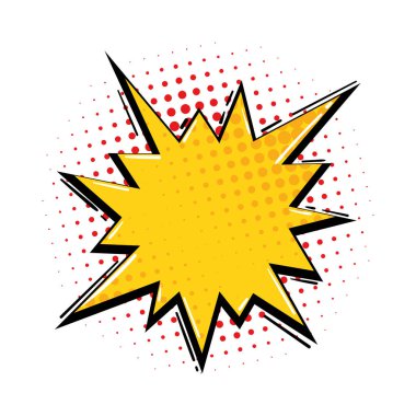 Yarım tonlu komik konuşma balonu, pop sanat tasarımları için ideal. Vektör illüstrasyonu.