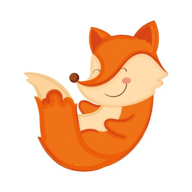 Sevimli tilki çizimi bir gülümseme ve rahat bir poz ile uzanmış Vektör illüstrasyonuyla