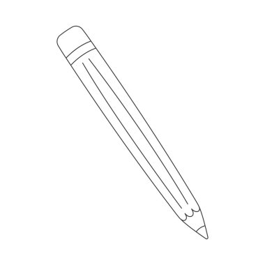Asgari biçim Vektör illüstrasyonunda silgiye sahip çizilmiş kalem