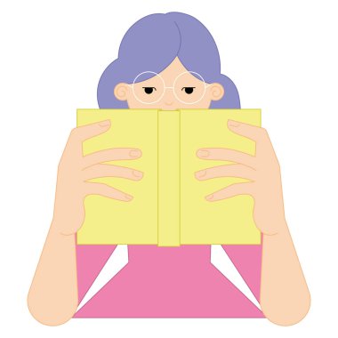 Bir kitap okuyan kadın karakter Öğretmen Vektör illüstrasyonu