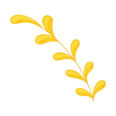 Hassas kıvrımlı yapraklı sarı dal Vektör illüstrasyonunu tasarladı