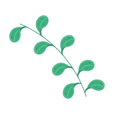 Yumuşak kıvrımlı yapraklı yeşil yapraklı dal tasarım Vektörü illüstrasyonu