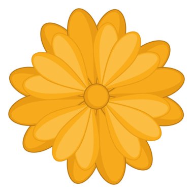 Katmanlı taçyapraklı sarı bir çiçeğin tasviri. Temiz ve basit bir şekilde, Vektör illüstrasyonu.