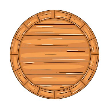 Çizgi film tarzında dizayn edilmiş Rustik ahşap bira fıçısı üstü, bira ve bar temaları için ideal, Vektör illüstrasyonu