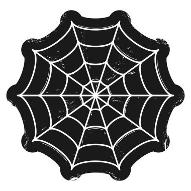 Spooky Halloween spider web in black with a grunge texture for creepy decor. Vector illustration clipart