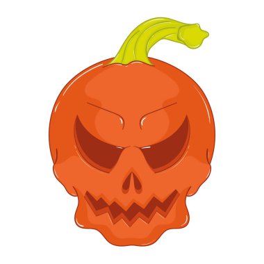 Kabak şekilli kafatası ve spiral gövde, Cadılar Bayramı tasarımı, Vektör illüstrasyonu